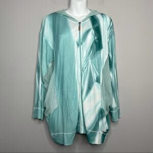 ESCADA SPORT Jacket Womens Large Athleisure Tie Dye Lightweight Silk Hooded Luxe